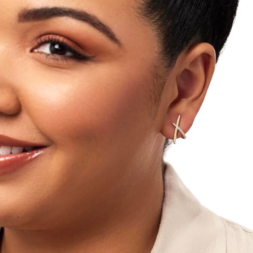 Gold Earrings for Women Trendy 14k Gold Plated X Stud Earrings Hypoallergenic Dainty Simple Minimalist Cubic Zirconia Earrings Jewelry Gifts for Her3