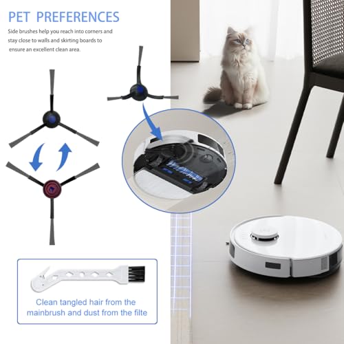 Image of HASTHIP 10Pcs Replenishment Kit, Replacement Parts for Ecovacs N20 Pro /N20 Robot, Vacuum Cleaner Replacement Accessories: Main Brush, 4 Side Brushes, 2 Mop Cloth, 2 Filters, Cleaning Detailing Brush