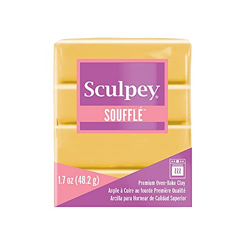 Sculpey SoufflÃ©â„¢ Polymer Oven-Bake Clay, Yellow Ochre, Non Toxic, 1.7 oz. bar, Great for jewelry making, holiday, DIY, mixed media and more! Premium light-weight oven bake clay.