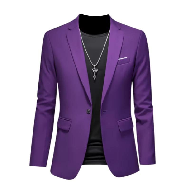 Men's Slim Fit Wedding Suit Jacket Business Office Casual Blazer for Men-Purple