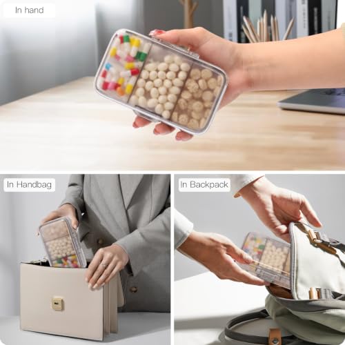 Image of FYY Travel Pill Organizer, Large Weekly Medicine Pill Organizer-Grey