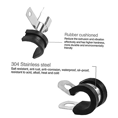 Kabelklemmen Assortiment Kit RVS Slangklem P-Clips met Rubber Kussen 52PCS - Image 3