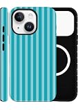 ZOEVEES Striped Magnetic Case for iPhone 14/13, Teal