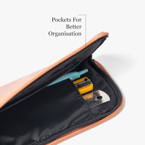 Image of Bellblock Premium Stationery & Pencil Pouch | Aesthetic Pencil Case for School, Office | Portable Pouch for Stationery | Compact Pen Pouch | Vegan Leather (Peach)