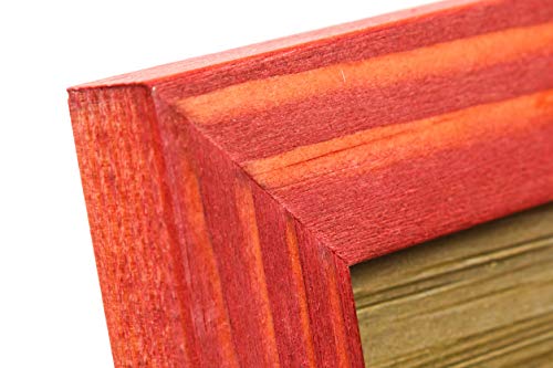 Image of Rustic Wooden Poster Picture Frame 16x20 Inch - Natural Solid Eco Distressed Wood for Wall Mounting Photo Frame, Red