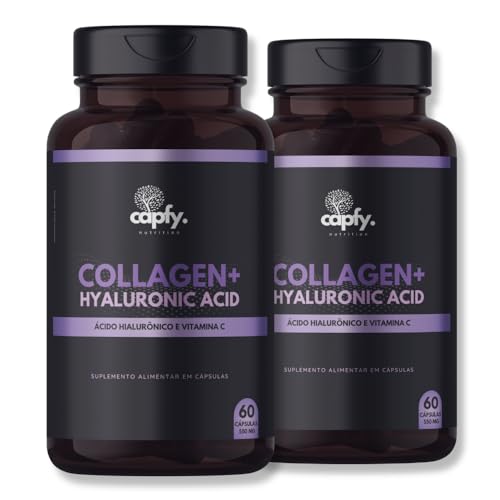 Kit 2x Colágeno Hidrolisado + Ácido Hialurônico + Vitamina C 120 Cápsulas 550mg Premium Capfy. Nutrition para Cabelo Beleza da Pele Unha e Articulações