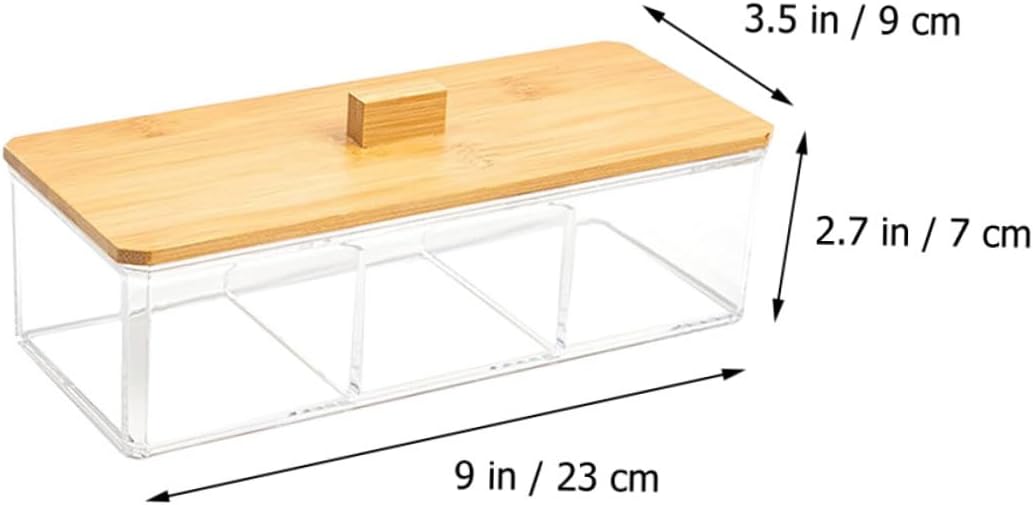 Cotton Buds Organizer Lid Storage Box 3 Compartments Cosmetics Storage Home Organizer