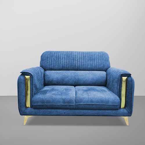 Image of Casaliving Gelio 2 Seater Sofa Set for Living Room (Blue Colour) Premium Fabric Sofa