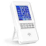 Bespick Monitor de Calidad del Aire, Detector Inteligente de Medidores de Calidad del Aire Interior para Pruebas de CO2 Formaldehído HCHO TVOC PM2.5 PM10 Con batería recargable de 3000 mAh