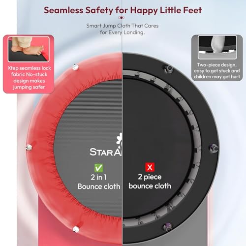 Image of StarAndDaisy Trampoline for Kids at Home with Safety Net /Trampoline Indoor & Outdoor / 120KG Loading Capacity with Stainless Steel Frame & Legs -55 inch, 4.5 Feet Red