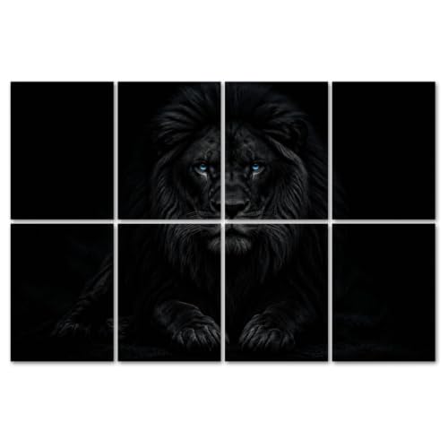 8 Pack Paneles Acústicos Artísticos Majestic Black Lion Intense Blue Eyes Paneles Decorativos de Pared Antirruido Autoadhesivos para Estudios de Grabación 48"x32" miniatura 1