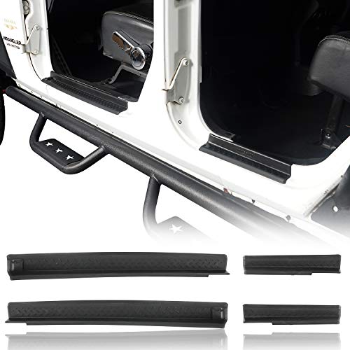 Hooke Road Wrangler JK Door Sill Entry Guard Black Thresholds Kit Compatible with Jeep JK Wrangler Unlimited 4-Door 07-18