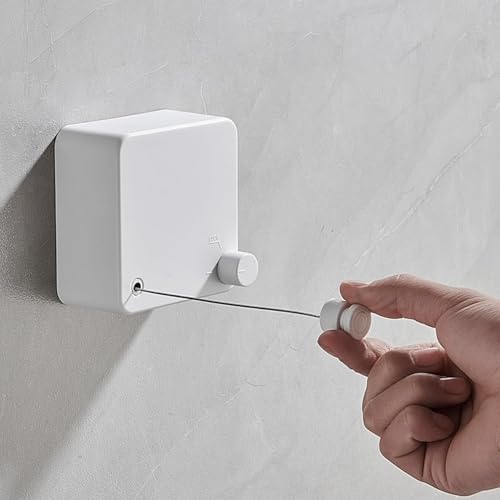 Image of Retractable Cloth line for Drying Clothes Indoor,Heavy Duty Double Cloth Drying Rope for Balcony,Wall Mounted Cloth Drying Stand Laundry Clothesline Adjustable Washing Line 13.8 Ft Wire (Small)