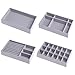 Kitchenmore Organisateur Bijoux Tiroir Lot de 4 Plateau Rangement Bijoux Support Dressing pour Boucles d'oreilles, Colliers, Bracelet Gris