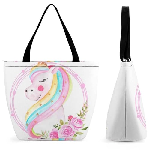 Sac à bandoulière licorne aquarelle grand format pour femme