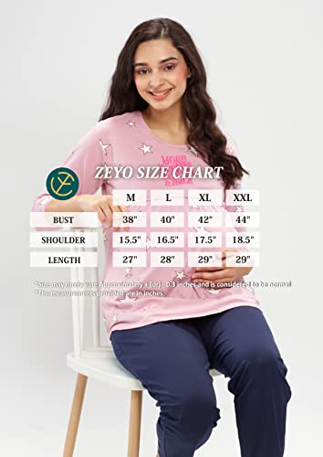 Image of ZEYO Women's Cotton Star Printed Maternity & Feeding Relaxed Fit Top 5645