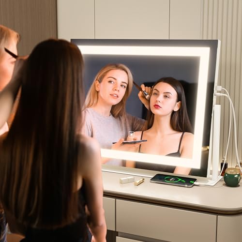 FENNIO 22''x18'' Lighted Makeup Mirror with 10X Magnification and Smart Touch Screen