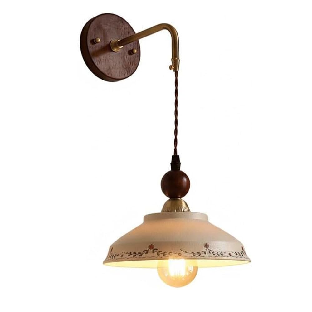 HAIDU Japanese Industrial Style Ceramic Wall Sconce, E26 Screw Hard Wire Connection Wall Light, Height Adjustable Wall Lamp, Bedroom Porch Corridor Decorative Lighting Fixtures