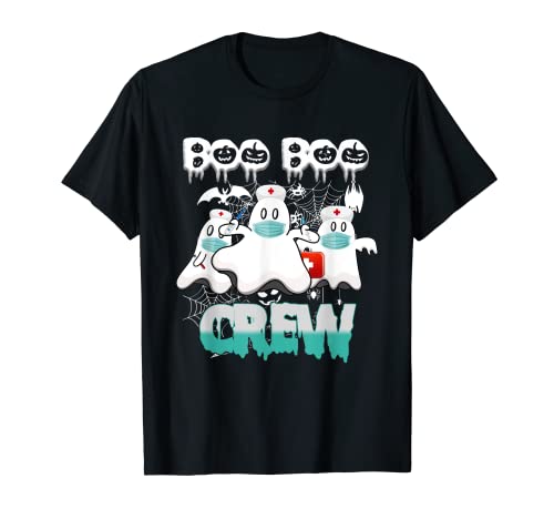 BOO BOO Crew Pumpkin Vampire Boo Scary Witch Bat Horror Maglietta