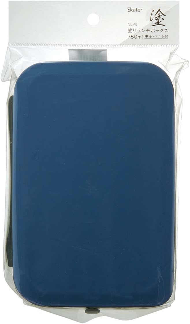 Skater NLP8-A Painted 1-Tier Bento Box, 25.5 fl oz (750 ml), Inner Core with Belt, Large Size, Smoke, Navy, Made in Japan
