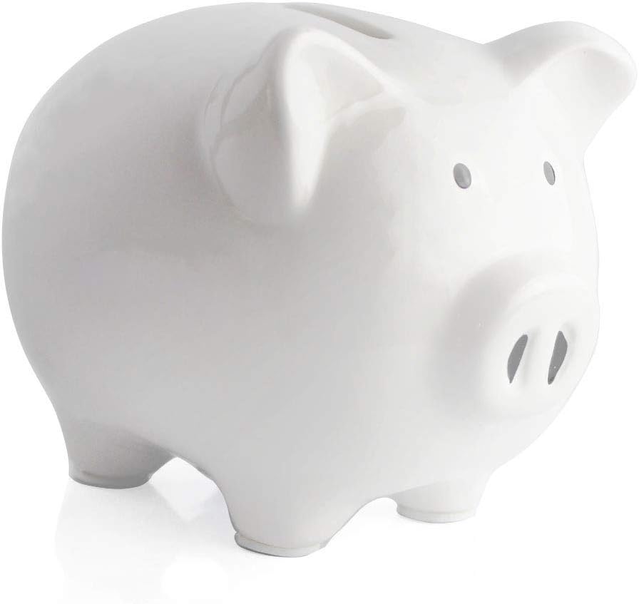 Pink Piggy Bank,Ceramic Money Piggy Bank Kids (White)