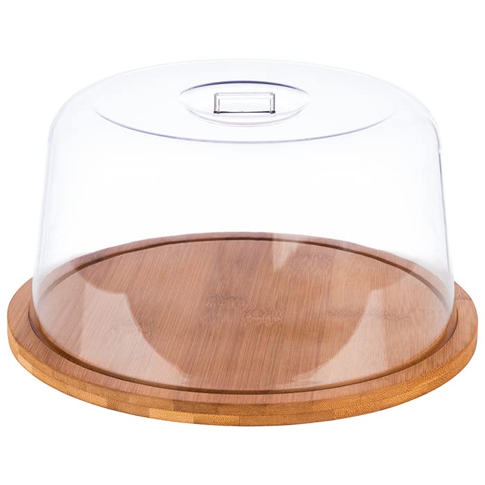 APS Bandeja de bambú con capucha, juego compuesto por: bandeja de bambú de 25 cm de diámetro, altura: 1,5 cm de diámetro, campana de 23 cm de diámetro, altura: 12 cm