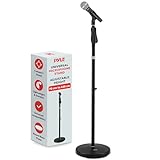 Pyle Mic Stand Microphone Holder – Adjustable Round Base Floor Stand with Hight Adjustment Handle & 5/8" Adapter for Studio, Stage, Rehearsals, Presentations & Recording Use