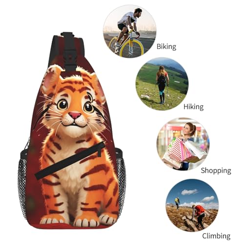 Mochila tipo sling para mujeres y hombres diseño tigre miniatura 6