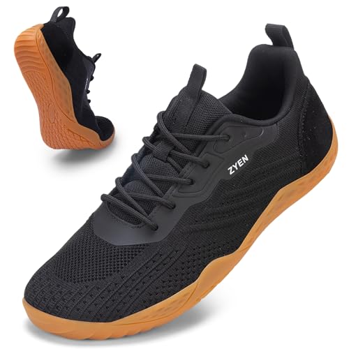 Image of ZYEN Mens Barefoot Shoes Wide Toe Box Trail Running Sneakers Zero Drop Non-Slip Extra Wide Width Walking Shoes Minimalist Wrestling Sneakers Gym Trainer