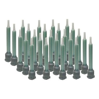 Mixing Nozzles 25 Pack-Green 4.5-inch 24-Element Square Quad-for 50ml/1.7oz Gray-Cap Cartridges 11 & 21 Ratio