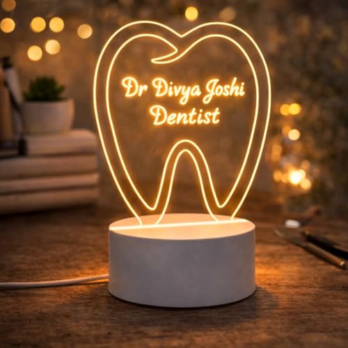 Image of Doctor Themed 3D Illusion LED Night Lamp - Personalized Medical Professional Name Lamp - Warm White USB Powered Acrylic Table Light - Gift for Doctors, Nurses, Healthcare Workers (Dr Lamp 5)