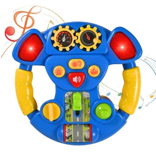 Image of Kids Driving Steering Wheel Funny Interactive Driving Wheel with Music (BLUE-1)