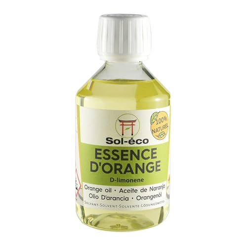 Essence d’orange pure | D-Limonène | Huile d’agrume 100 % naturelle | Nettoyant Diluant Dégraissant Multi-Usages | 250 ml | Origine Espagne