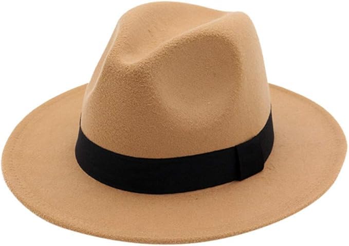 Paper Wool Wide Brim Trilby Felt Jazz Fedora Hats for Women & Men