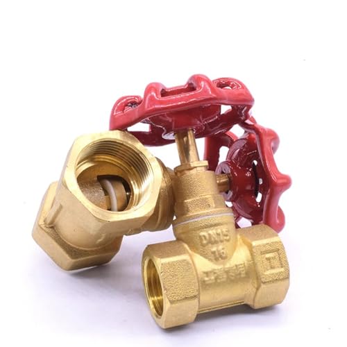 2pcs Brass Ball Valve, 1/2in Globe Valve, DN15 Brass Globe Shut Off Valve Female Thread Rotary Globe Two Seals Stop Valve For Water Gas For Water Pipes Fuel Water Gas Fl Ow Control(Thread diameter56.5