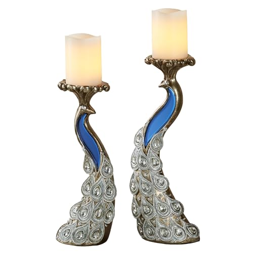 Peacock Candleholder Pair | Table Candle Holder | Centerpiece Decor for Bedroom, Living Room, Kitchen, Dining