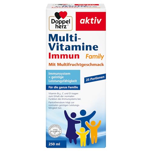 Doppelherz Multi-Vitamine Immun Family – 11 Vitamine + Magnesium sofort trinkfertig mit Multifruchtgeschmack – 250ml
