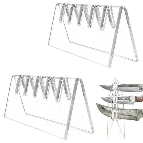 Niuhong 2 Pieces Clear Acrylic Knife Display Dagger Fixed Stand Collection Knife Holder Holder Transparent Sword Display Display Presentation (B)