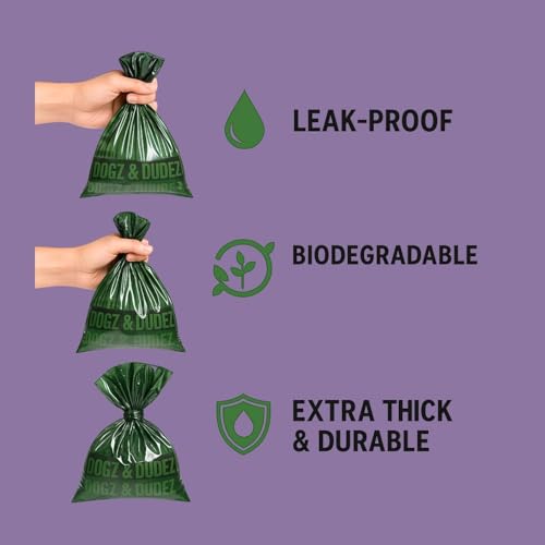 Image of Dogz & Dudez, Poop Bag for Dogs Lavender Scented 180 Bag Counts - Leakproof, Easy Tie, Fresh Lavender Scent - 12 Rolls x 15 Bags - 4 Months Pack