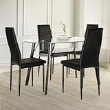 Wakefit Dining Table Set | 1 Year Warranty | Dining Table, Dining Table 4 Seater, Dinning Table, Glass Dining Table, Dining Table Glass Top, Dining Table 4 Seater Glass - Rosemary (Black)