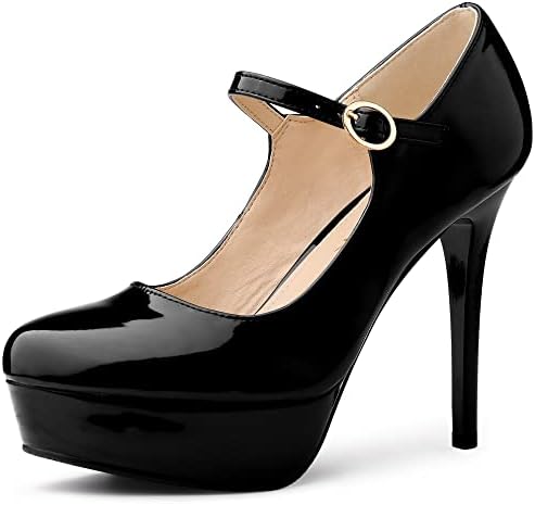 Allegra K Women's Platform Mary Jane Pumps Ankle Strap Stiletto High Heels Dress Shoes