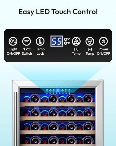 Image of EUHOMY 24 Inch Wine Fridge, 51 Bottle Wine Cooler Refrigerator 40-65F with Glass Door, Built-in or Freestanding Wine Refrigerator for Beer Soda Drink Home Bar Kitchen
