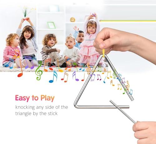Triangel Musikinstrument, Triangle, Triangel Percussion, Triangel Instrumenten Set für Erwachsene, Kinder, Kleinkinder - Kinderspielzeugset