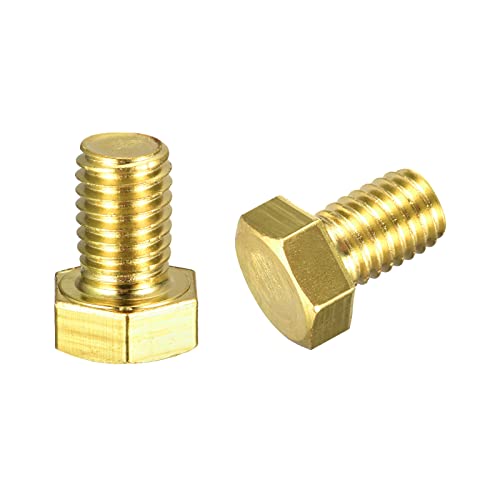 Image of uxcell Brass Hex Bolts, 1 /2-13x3 /4 2pcs Fully Thread Grade 4.8 Solid Brass Hexagon Head Bolt Machine Screws for Machinery
