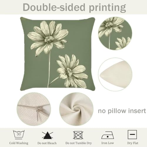 Fermeture éclair invisible sur cette housse de coussin 35x35cm vert en lin