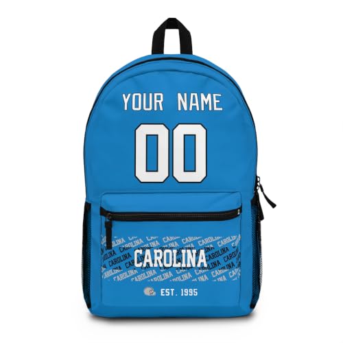 Image of Carolina School Backpack Custom Gifts for Boys Girls Teens | Custom Name and Number Personalized Bookbag