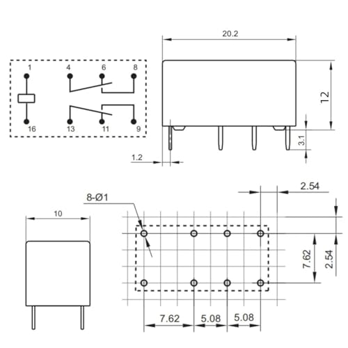 Relais électromécanique V23105-A5003-A201 8 broches composant de commande - 2
