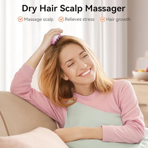 Image of HEETA Scalp Massager Hair Growth, Soft Silicone Scalp Scrubber Shampoo Brush for Exfoliation, Dandruff Removal Head Massage Stress Relax, Wet & Dry Use for Thick Thin Curly Hair Care, Gradient Purple