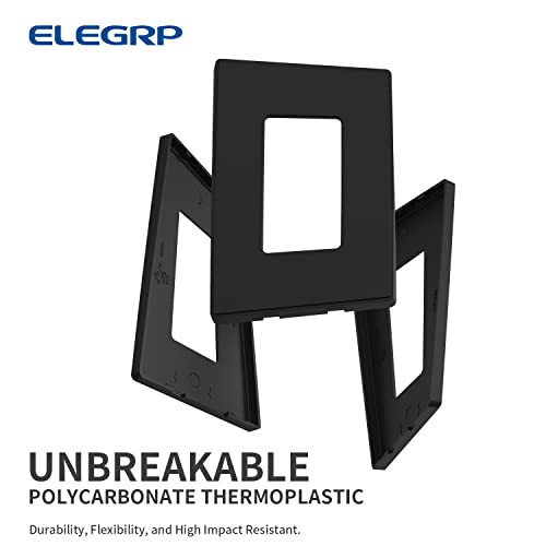 Image of ELEGRP 1 Gang Screwless Decorative Wall Plates, Mid-Size Unbreakable Thermoplastic Faceplate Cover for Decorator Receptacle Outlet Switch, UL Listed (5 Pack, Matte Black)
