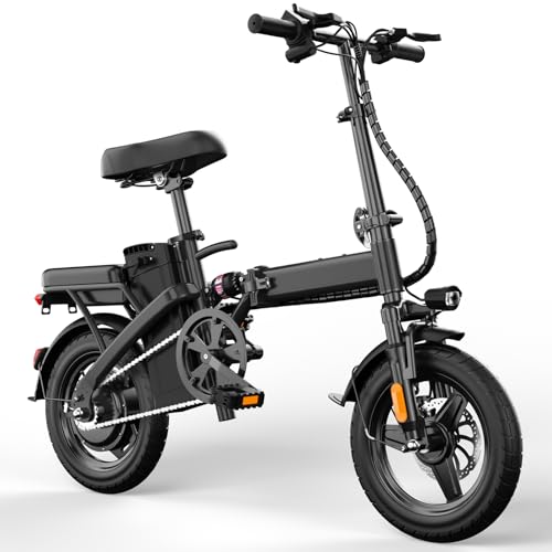 REOCRO Foldable Electric Bike for Adults, 14' Folding E-Bike with 500W Peak Motor, Electric Bicycle with 48V Removable Battery UL 2849 Certified, 25 Miles PAS Range, Commuter Mini E-Bikes